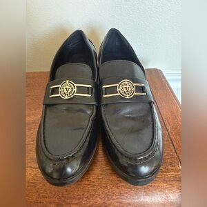 Anne Klein Vintage Black Loafers with Gold Accent